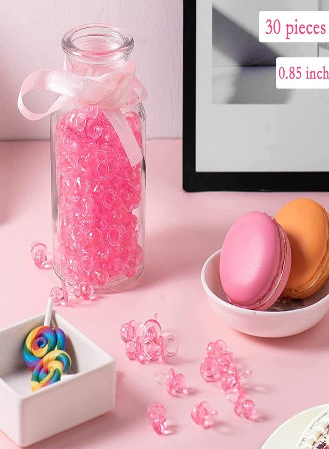 ZYFLSQ 24 Baby Shower Pacifiers Necklace for Girl, 30 Mini Acrylic Pacifiers Charm Party Favors Decorations (Pink) - Image 4
